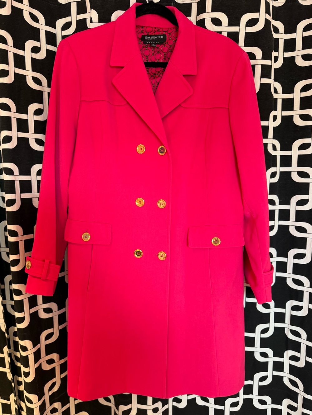 Pink Double-Breasted Ponte-Knit Overcoat